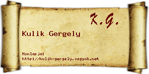 Kulik Gergely névjegykártya